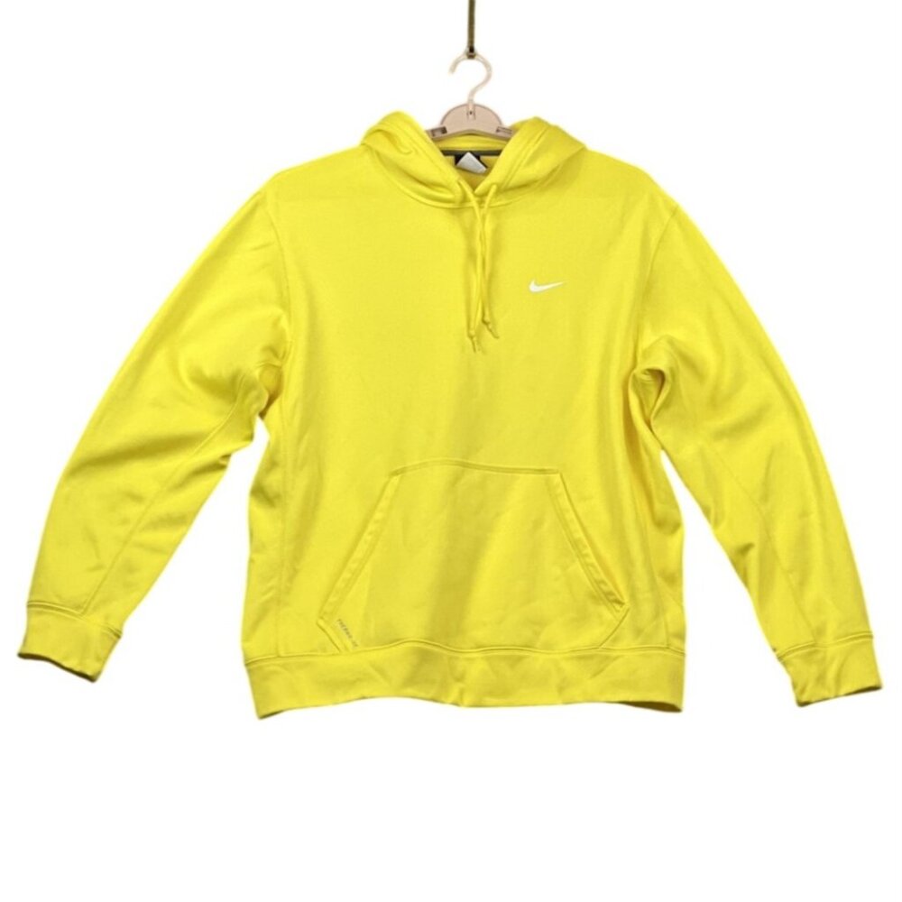 Nike Hoodie Mens XL Yellow Therma-Fit Pullover Fleece Kangaroo Pocket Training